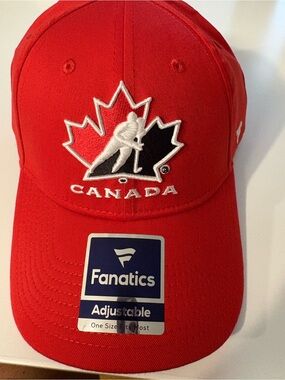 Fanatics Red Canada Hockey Logo Cap with White & Black Embroidery
